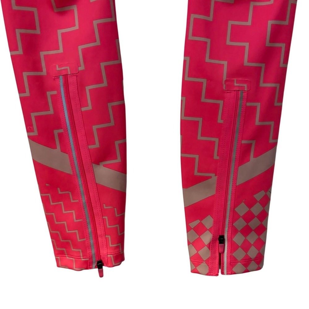 Nike Epic Lux Running Pink Grey Geometric Chevron Checkered Ankle Zip Tights S - Picture 6 of 10